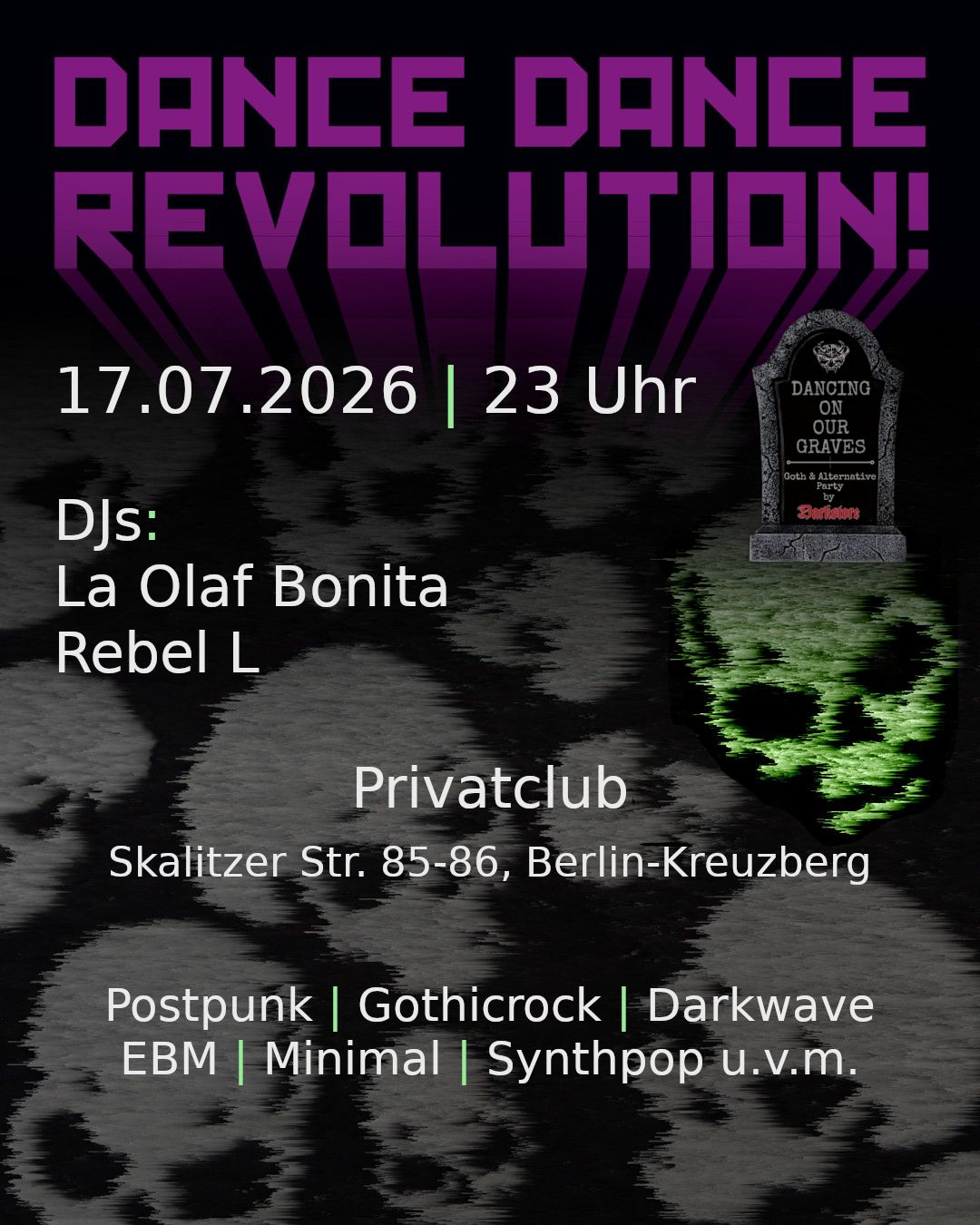 <p><a target="_blank" rel="noopener noreferrer nofollow" class="text-crimson hover:underline" href="https://zentrale.events/dorf/subevents/ea2e8e19-3c38-4e6a-aefe-6efcb113d339/overview"><strong>Dance Dance Revolution: Juli 2026 - La Olaf Bonita (Dancing On Our Graves) & Rebel L</strong></a></p>