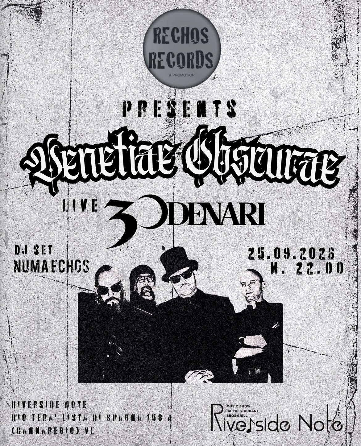 <p>Venetiae Obscurae: 30 Denari live + Numa Echos djset | Riverside Note</p>